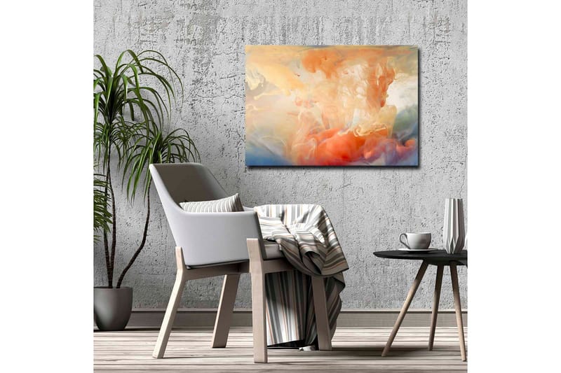 Canvastavla - Abstrakt komposition med färgade svallningar - Orange / Blå / Beige - Inredning - Tavlor & posters - Canvastavla
