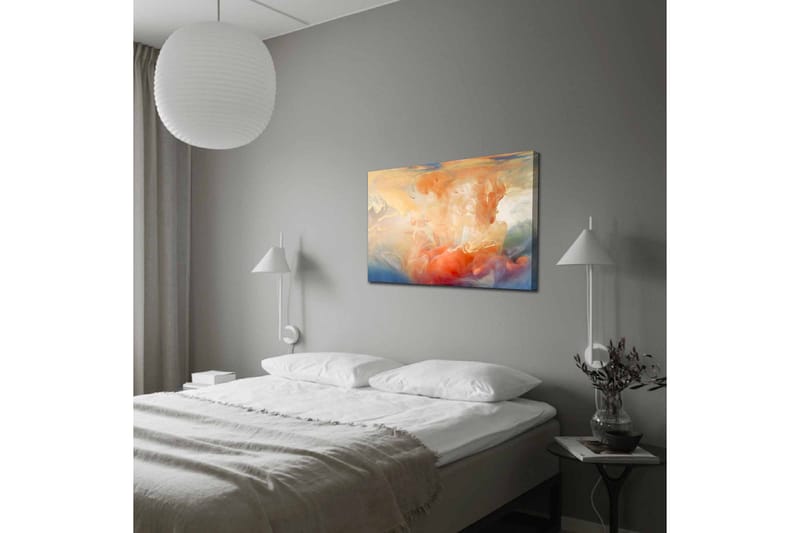 Canvastavla - Abstrakt komposition med färgade svallningar - Orange / Blå / Beige - Inredning - Tavlor & posters - Canvastavla