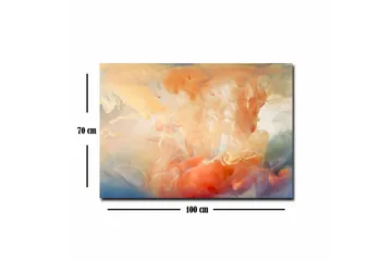 Canvastavla - Abstrakt komposition med färgade svallningar - Orange / Blå / Beige - Inredning - Tavlor & posters - Canvastavla