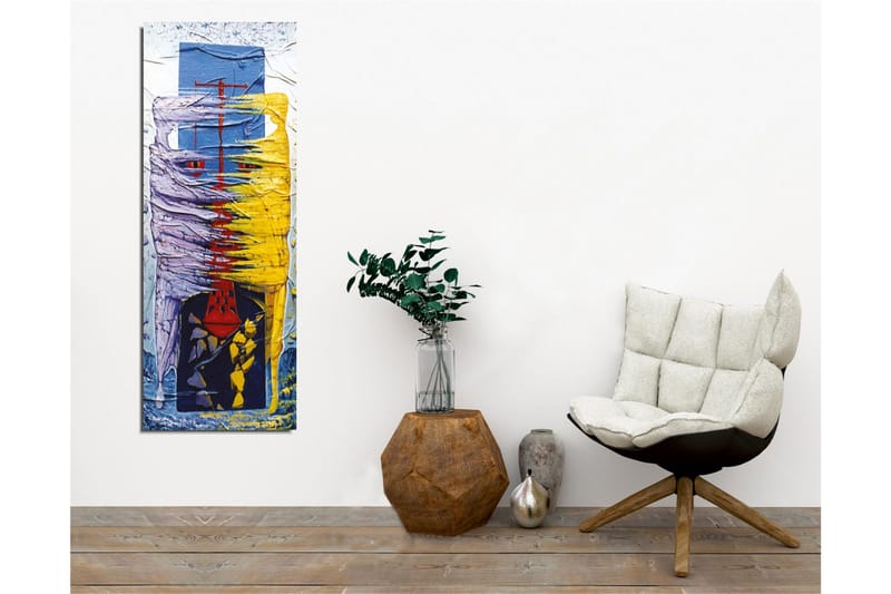 Canvastavla - Abstrakt komposition med färgglada former och linjer - Lila / Gul / Blå - Inredning - Tavlor & posters - Canvastavla