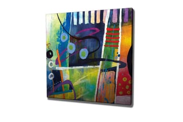 Canvastavla - Abstrakt komposition med färgglada geometriska former - Blå / Grön / Röd - Inredning - Tavlor & posters - Canvastavla