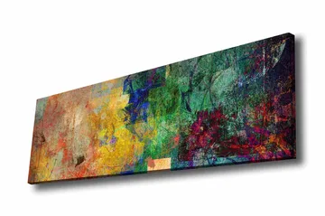 Canvastavla - Abstrakt komposition med färgglada mönster och texturer - Grön / Gul / Röd - Inredning - Tavlor & posters - Canvastavla