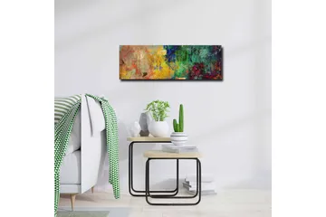 Canvastavla - Abstrakt komposition med färgglada mönster och texturer - Grön / Gul / Röd - Inredning - Tavlor & posters - Canvastavla