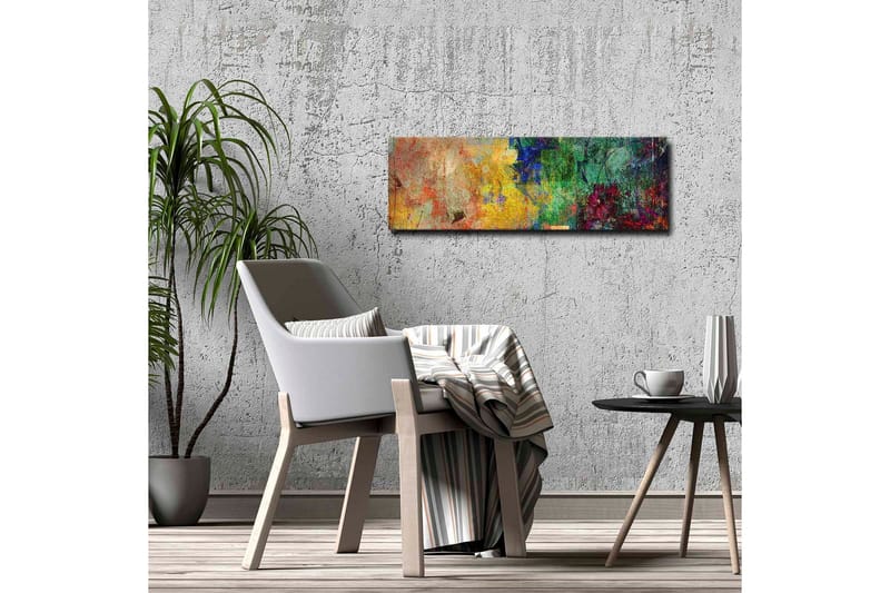 Canvastavla - Abstrakt komposition med färgglada mönster och texturer - Grön / Gul / Röd - Inredning - Tavlor & posters - Canvastavla