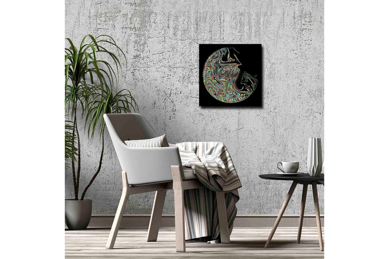 Canvastavla - Abstrakt komposition med färgglada svängningar - Lila / Grön / Gul - Inredning - Tavlor & posters - Canvastavla