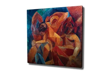 Canvastavla - Abstrakt komposition med figurer i samspel - Röd / Orange / Blå - Inredning - Tavlor & posters - Canvastavla