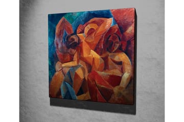 Canvastavla - Abstrakt komposition med figurer i samspel - Röd / Orange / Blå - Inredning - Tavlor & posters - Canvastavla