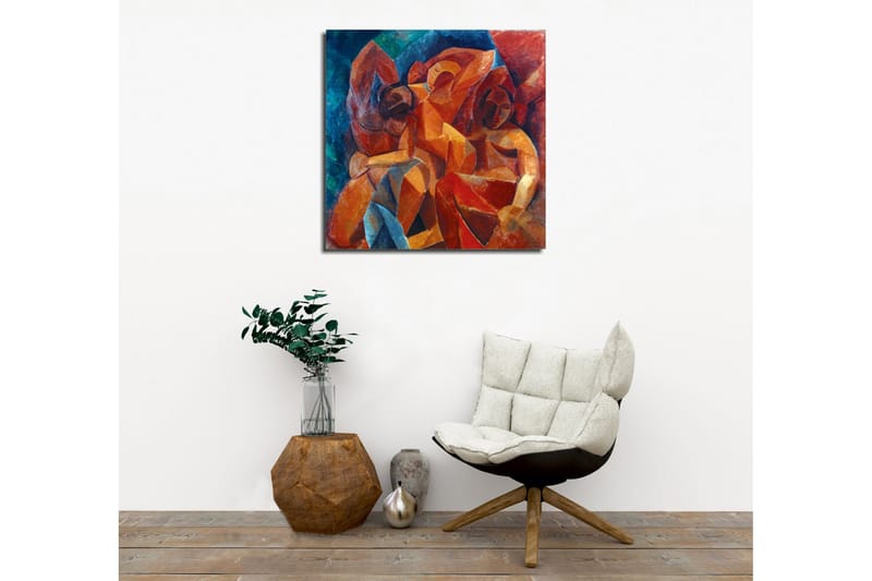 Canvastavla - Abstrakt komposition med figurer i samspel - Röd / Orange / Blå - Inredning - Tavlor & posters - Canvastavla