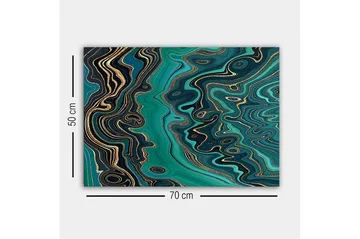 Canvastavla - Abstrakt komposition med flödande mönster i gröna nyanser - Mörkgrön / Turkos / Guld - Inredning - Tavlor & posters - Canvastavla
