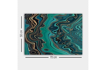 Canvastavla - Abstrakt komposition med flödande mönster i gröna nyanser - Mörkgrön / Turkos / Guld - Inredning - Tavlor & posters - Canvastavla