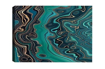 Canvastavla - Abstrakt komposition med flödande mönster i gröna nyanser - Mörkgrön / Turkos / Guld - Inredning - Tavlor & posters - Canvastavla