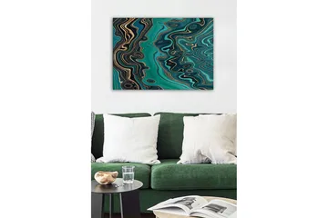 Canvastavla - Abstrakt komposition med flödande mönster i gröna nyanser - Mörkgrön / Turkos / Guld - Inredning - Tavlor & posters - Canvastavla