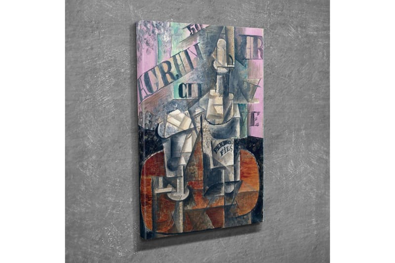 Canvastavla - Abstrakt komposition med flaskor och geometriska former - Grå / Brun / Rosa - Inredning - Tavlor & posters - Canvastavla