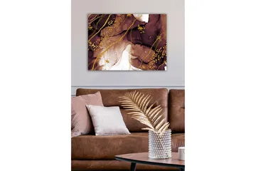 Canvastavla - Abstrakt komposition med flytande bruna och gyllene former - Mörkbrun / Guld / Ljusbeige - Inredning - Tavlor & posters - Canvastavla