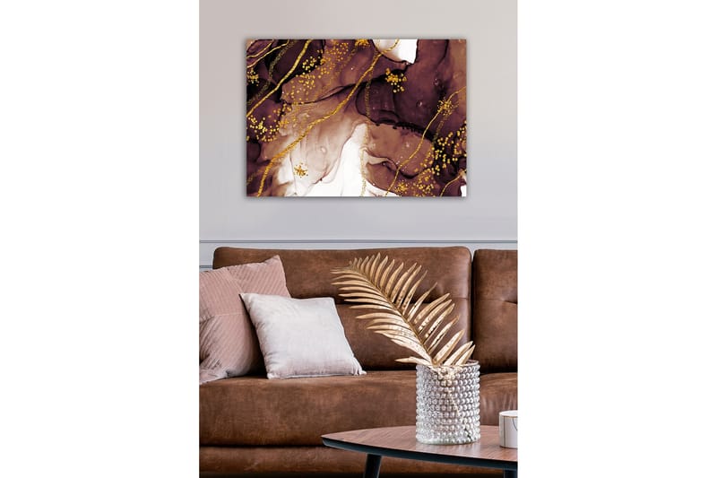 Canvastavla - Abstrakt komposition med flytande bruna och gyllene former - Mörkbrun / Guld / Ljusbeige - Inredning - Tavlor & posters - Canvastavla
