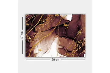 Canvastavla - Abstrakt komposition med flytande bruna och gyllene former - Mörkbrun / Guld / Ljusbeige - Inredning - Tavlor & posters - Canvastavla