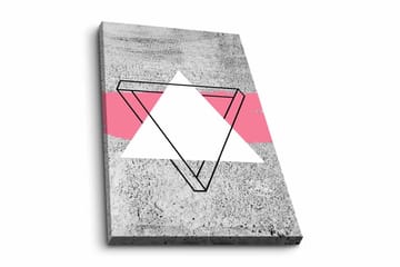 Canvastavla - Abstrakt komposition med geometriska former - Grå / Vit / Rosa - Inredning - Tavlor & posters - Canvastavla