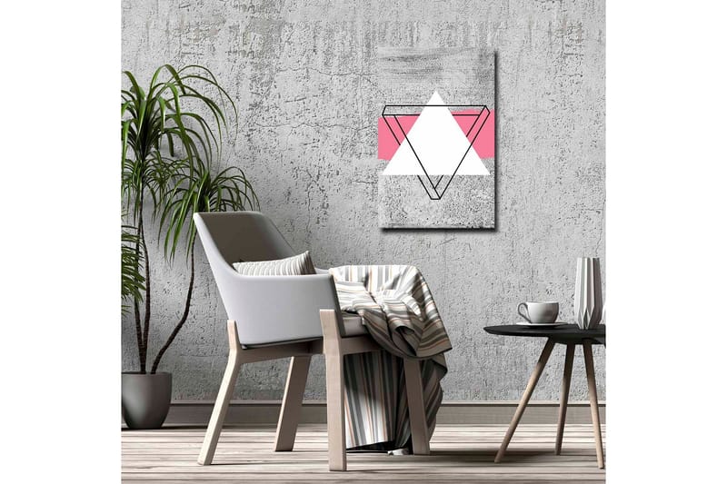 Canvastavla - Abstrakt komposition med geometriska former - Grå / Vit / Rosa - Inredning - Tavlor & posters - Canvastavla