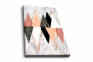 Canvastavla - Abstrakt komposition med geometriska former i kontrasterande färger - Svart / Rosa / Beige - Inredning - Tavlor & posters - Canvastavla