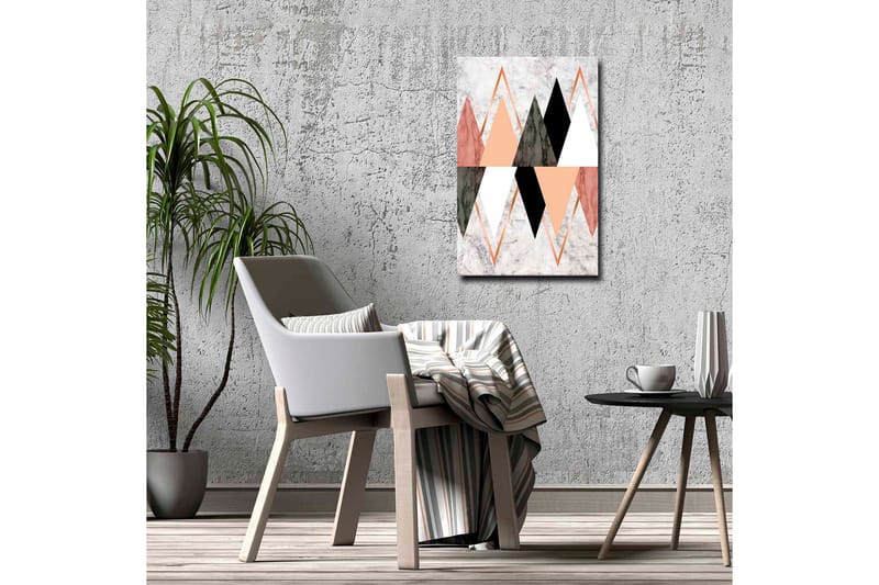 Canvastavla - Abstrakt komposition med geometriska former i kontrasterande färger - Svart / Rosa / Beige - Inredning - Tavlor & posters - Canvastavla