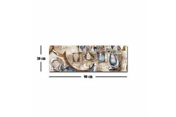 Canvastavla - Abstrakt komposition med geometriska former och droppar - Blå / Beige / Brun - Inredning - Tavlor & posters - Canvastavla