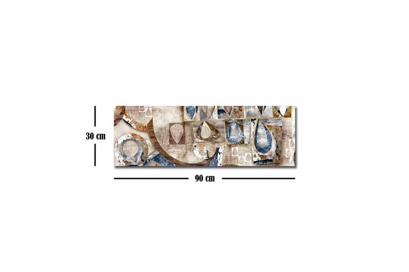 Canvastavla - Abstrakt komposition med geometriska former och droppar - Blå / Beige / Brun - Inredning - Tavlor & posters - Canvastavla