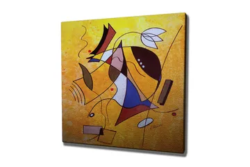 Canvastavla - Abstrakt komposition med geometriska former och dynamiska linjer - Gult / Blått / Rött - Inredning - Tavlor & posters - Canvastavla