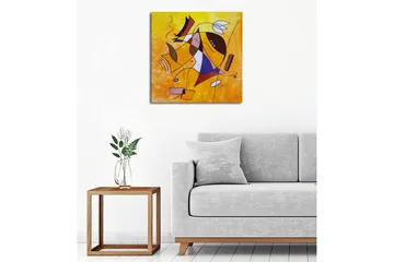 Canvastavla - Abstrakt komposition med geometriska former och dynamiska linjer - Gult / Blått / Rött - Inredning - Tavlor & posters - Canvastavla