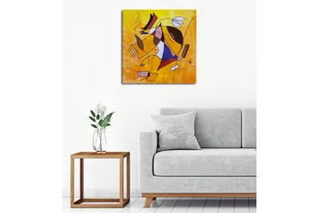 Canvastavla - Abstrakt komposition med geometriska former och dynamiska linjer - Gult / Blått / Rött - Inredning - Tavlor & posters - Canvastavla