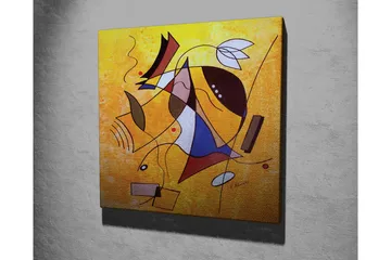 Canvastavla - Abstrakt komposition med geometriska former och dynamiska linjer - Gult / Blått / Rött - Inredning - Tavlor & posters - Canvastavla