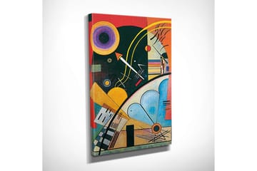 Canvastavla - Abstrakt komposition med geometriska former och färgglada cirklar - Mörkgrön / Orange / Gul - Inredning - Tavlor & posters - Canvastavla