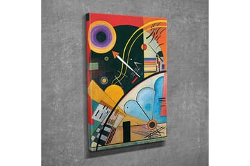 Canvastavla - Abstrakt komposition med geometriska former och färgglada cirklar - Mörkgrön / Orange / Gul - Inredning - Tavlor & posters - Canvastavla