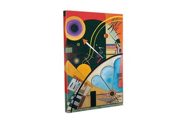 Canvastavla - Abstrakt komposition med geometriska former och färgglada cirklar - Mörkgrön / Orange / Gul - Inredning - Tavlor & posters - Canvastavla