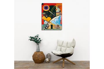 Canvastavla - Abstrakt komposition med geometriska former och färgglada cirklar - Mörkgrön / Orange / Gul - Inredning - Tavlor & posters - Canvastavla