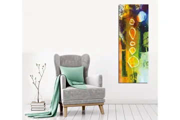 Canvastavla - Abstrakt komposition med geometriska former och färgglada inslag - Grön / Orange / Blå - Inredning - Tavlor & posters - Canvastavla