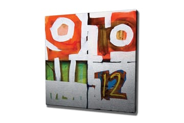 Canvastavla - Abstrakt komposition med geometriska former och siffror - Röd / Grön / Vit - Inredning - Tavlor & posters - Canvastavla