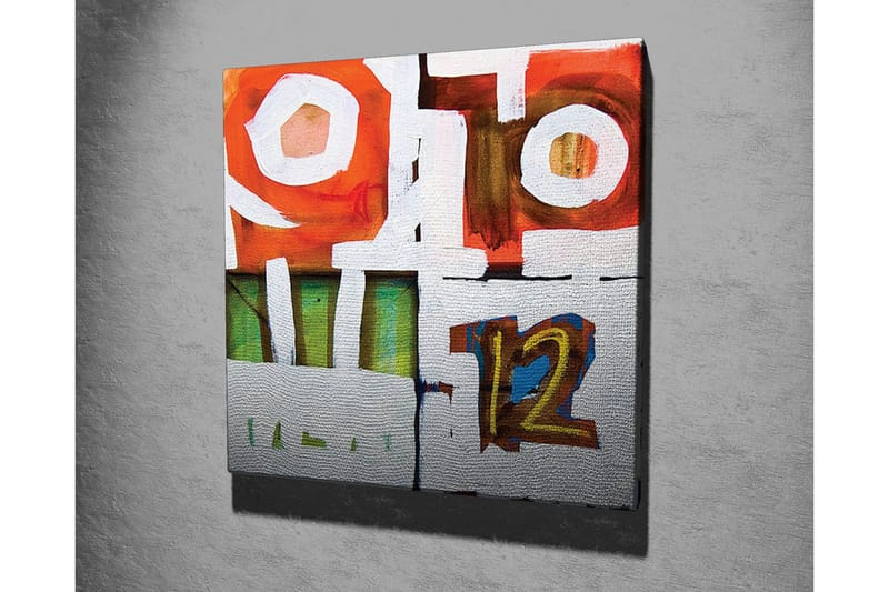 Canvastavla - Abstrakt komposition med geometriska former och siffror - Röd / Grön / Vit - Inredning - Tavlor & posters - Canvastavla