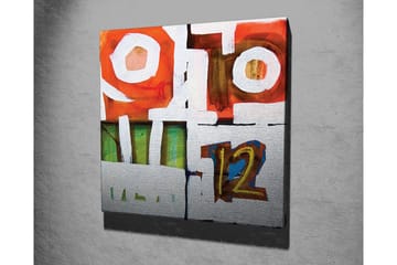 Canvastavla - Abstrakt komposition med geometriska former och siffror - Röd / Grön / Vit - Inredning - Tavlor & posters - Canvastavla