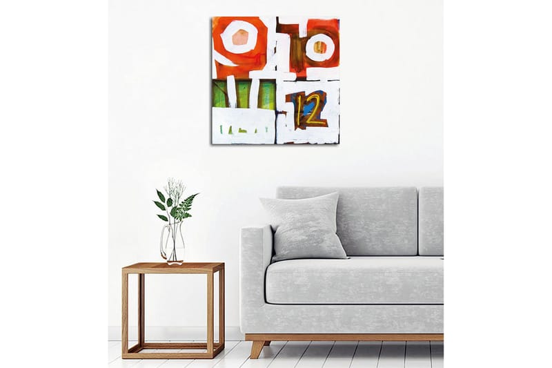 Canvastavla - Abstrakt komposition med geometriska former och siffror - Röd / Grön / Vit - Inredning - Tavlor & posters - Canvastavla