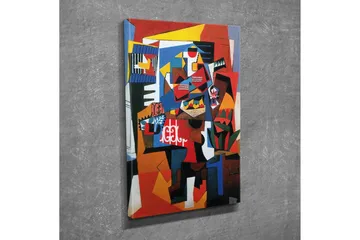 Canvastavla - Abstrakt komposition med geometriska former och starka färger - Röd / Blå / Gul - Inredning - Tavlor & posters - Canvastavla