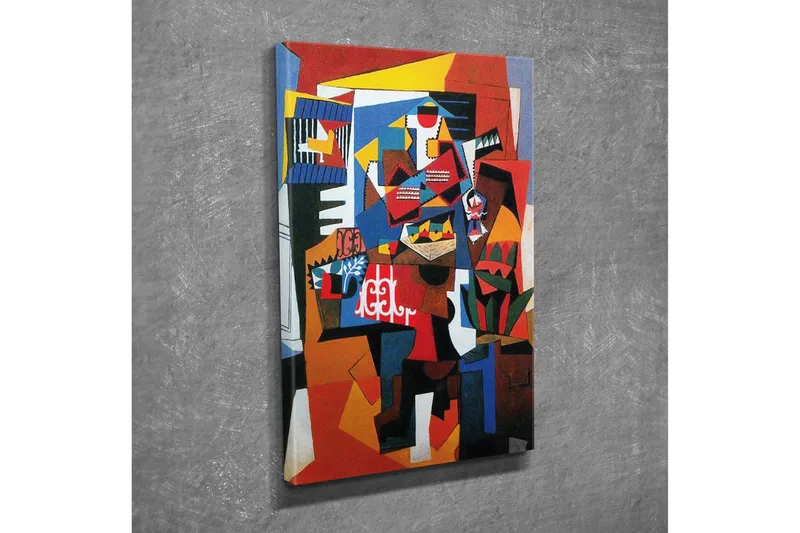 Canvastavla - Abstrakt komposition med geometriska former och starka färger - Röd / Blå / Gul - Inredning - Tavlor & posters - Canvastavla