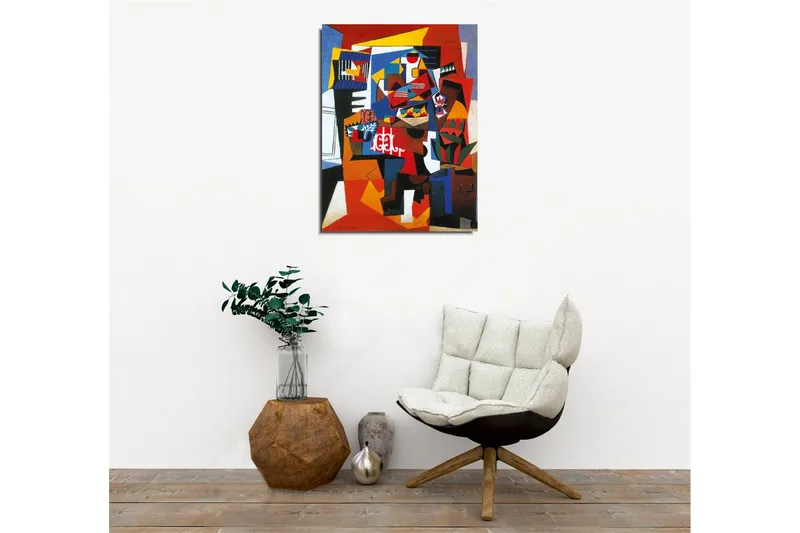 Canvastavla - Abstrakt komposition med geometriska former och starka färger - Röd / Blå / Gul - Inredning - Tavlor & posters - Canvastavla