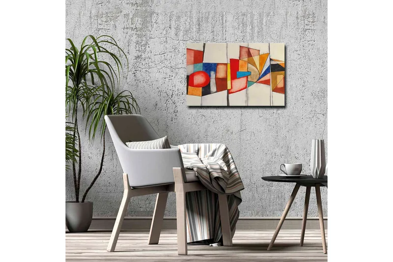 Canvastavla - Abstrakt komposition med geometriska former och starka färger - Röd / Blå / Orange - Inredning - Tavlor & posters - Canvastavla