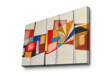 Canvastavla - Abstrakt komposition med geometriska former och starka färger - Röd / Blå / Orange - Inredning - Tavlor & posters - Canvastavla