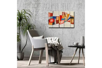 Canvastavla - Abstrakt komposition med geometriska former och starka färger - Röd / Blå / Orange - Inredning - Tavlor & posters - Canvastavla