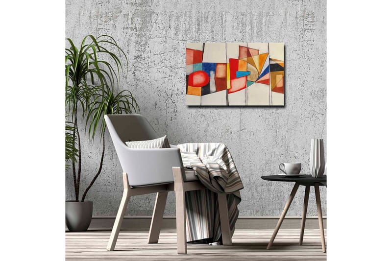Canvastavla - Abstrakt komposition med geometriska former och starka färger - Röd / Blå / Orange - Inredning - Tavlor & posters - Canvastavla