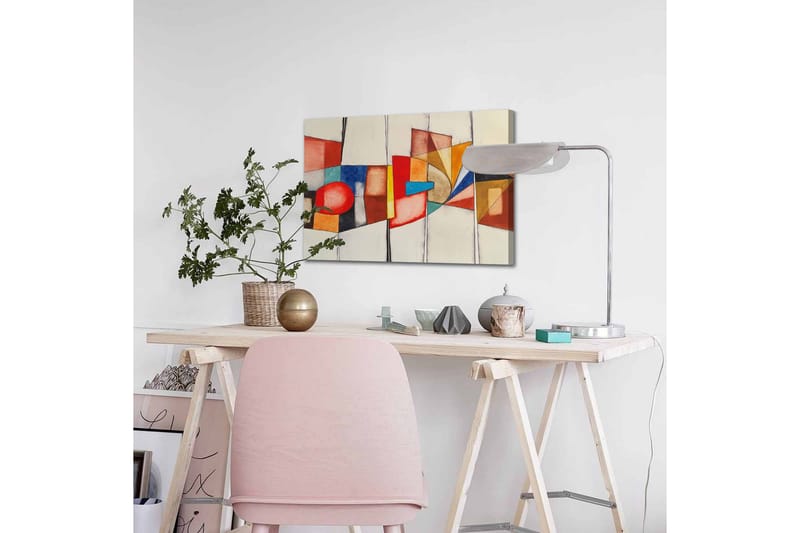 Canvastavla - Abstrakt komposition med geometriska former och starka färger - Röd / Blå / Orange - Inredning - Tavlor & posters - Canvastavla