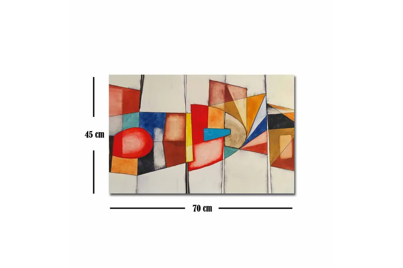 Canvastavla - Abstrakt komposition med geometriska former och starka färger - Röd / Blå / Orange - Inredning - Tavlor & posters - Canvastavla