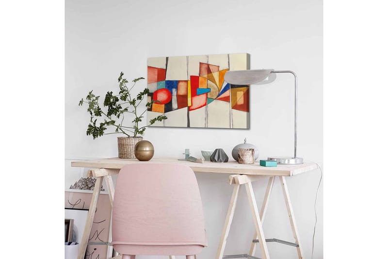 Canvastavla - Abstrakt komposition med geometriska former och starka färger - Röd / Blå / Orange - Inredning - Tavlor & posters - Canvastavla