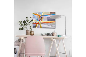 Canvastavla - Abstrakt komposition med geometriska linjer och former - Blå / Orange / Grå - Inredning - Tavlor & posters - Canvastavla